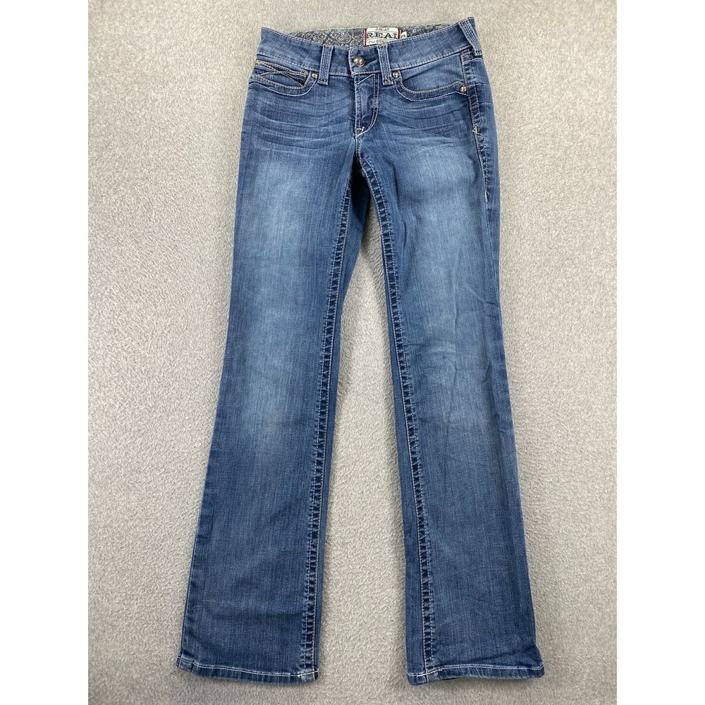 Ariat Real Jeans Women's 27L (28x34) Blue Bootcut Denim Low Rise Medium Wash